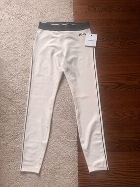 White Women's Leggings with Gray Waistband